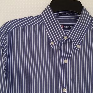 Chaps blue and white striped dress shirt